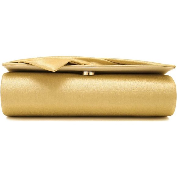 Women Satin Bow Flap Formal Party Clutch - Picture 5 of 7